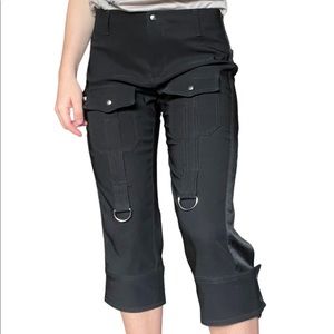 Black Gianfranco Ferre Capri Pants with Metal Embellishments and Pockets.